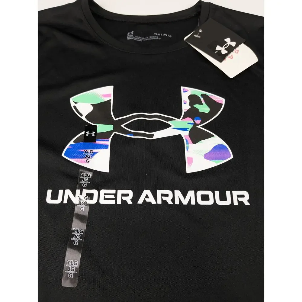 Under Armour Girls Black LS Athletic Shirt - Large